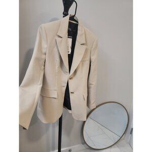 ZARA STRAIGHT CUT WOOL BLEND BEIGE BLAZER ZW COLLECTION SZ M NWT